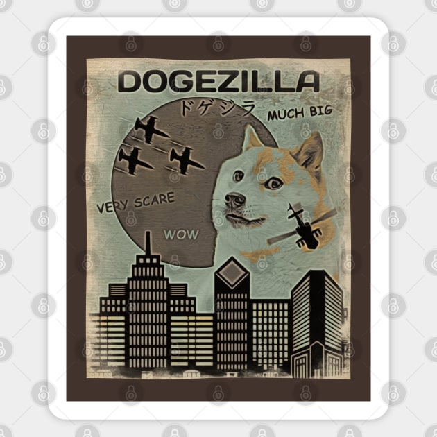 Dogezilla (Vintage) Sticker by SunGraphicsLab